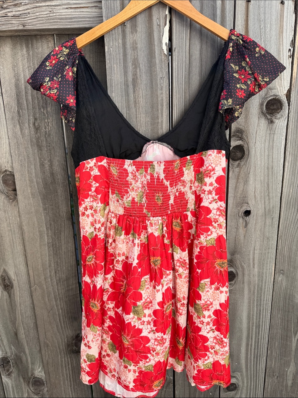 Free People Aurora Dress Red Floral A-line Mini Babydoll Puff Sleeves Size: XL - Picture 5 of 10